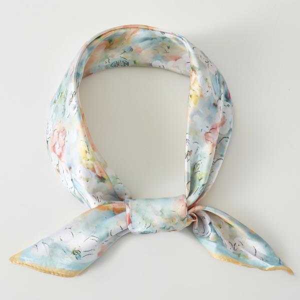 FLORAL PRINT SILKY BANDANA NECK SCARF