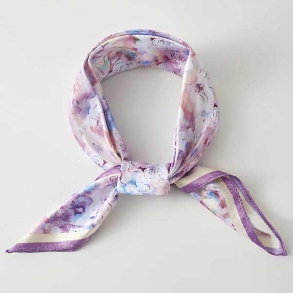 FLORAL PRINT SILKY BANDANA NECK SCARF