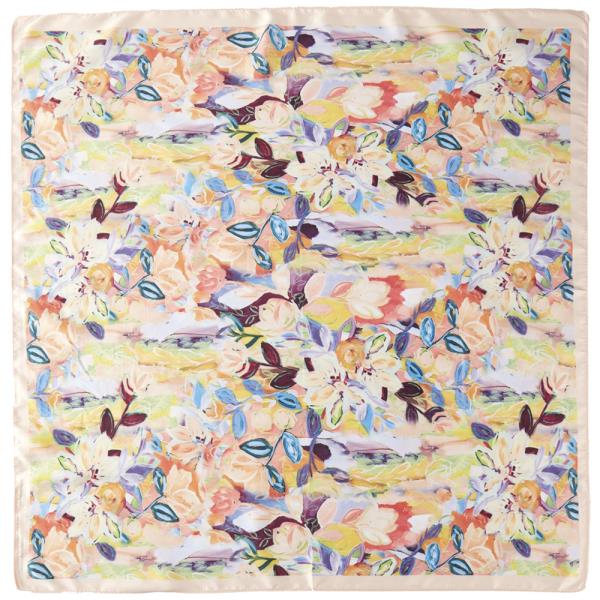 FLORAL PRINT SILKY BANDANA NECK SCARF