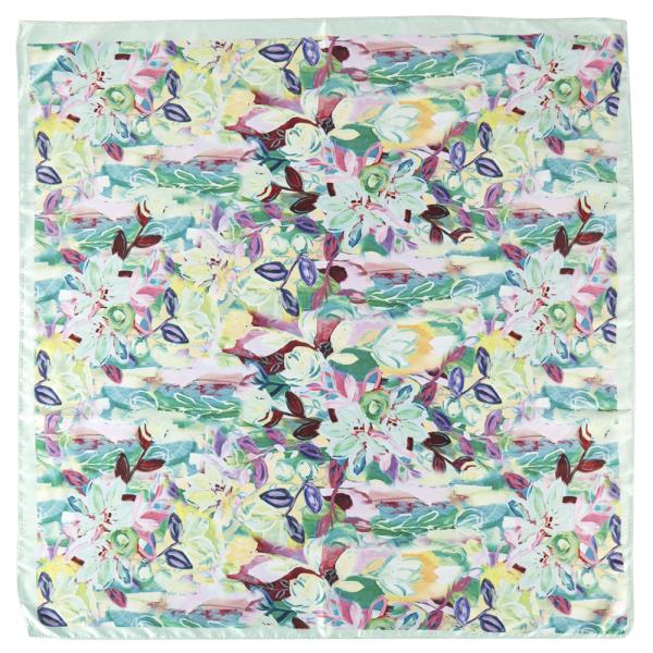 FLORAL PRINT SILKY BANDANA NECK SCARF