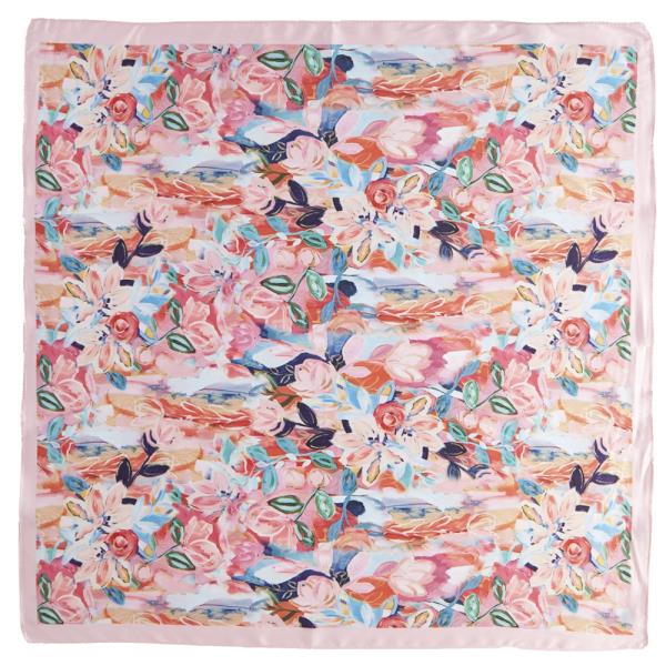 FLORAL PRINT SILKY BANDANA NECK SCARF