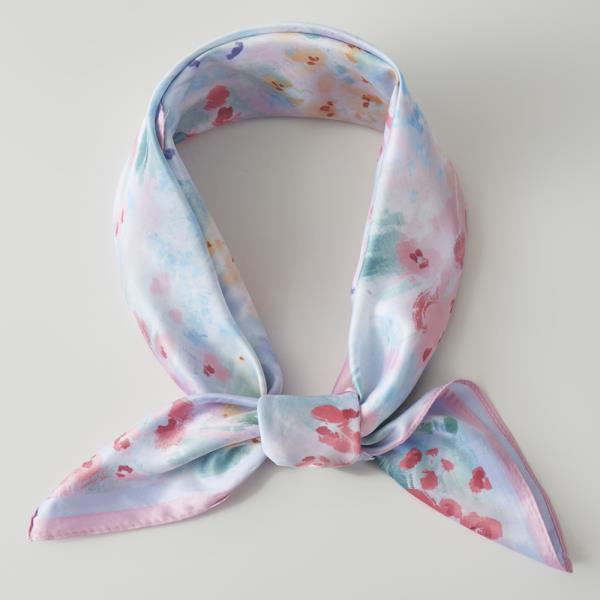 FLORAL PRINT SILKY BANDANA NECK SCARF