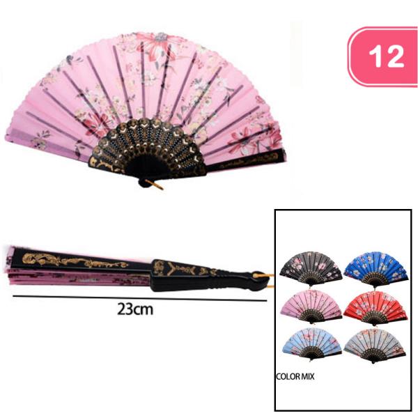 FLOWER PRINT HAND FAN (12 UNITS)