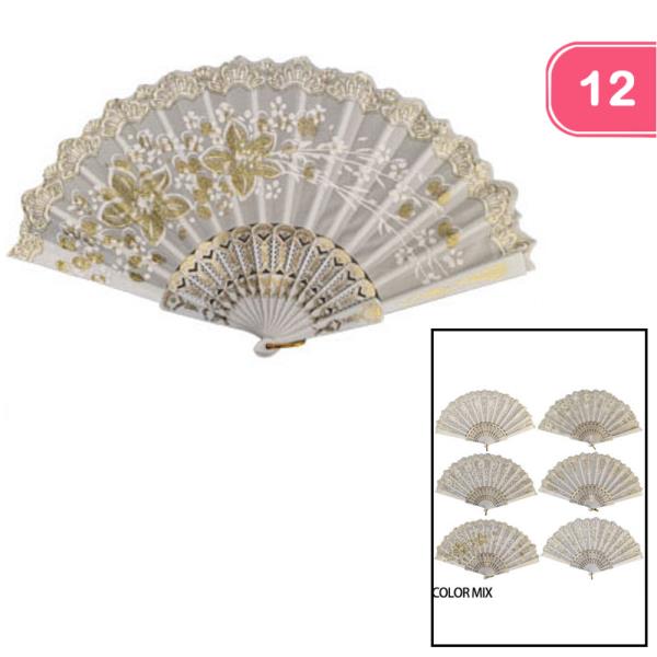 FLOWER PRINT HAND FAN (12 UNITS)