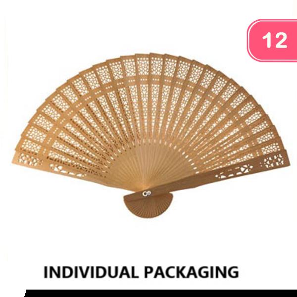 WOOD HAND FAN (12 UNITS)