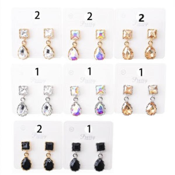 TEARDROP RHINESTONE DANGLE EARRING (12 UNITS)