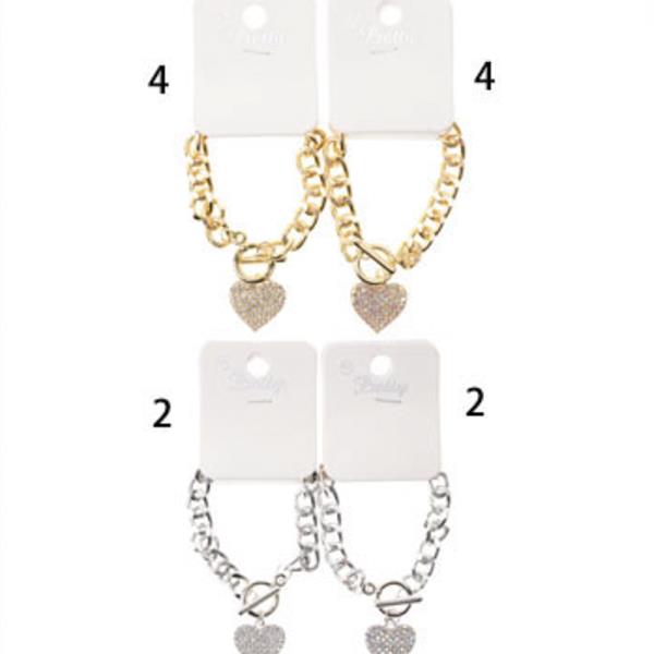 METAL HEART CHARM BRACELET (12 UNITS)