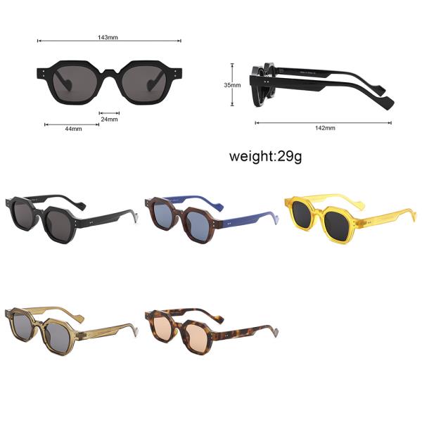 FASHION ACETATE GEOMETRIC TINTED SUNGLASSES 1DZ