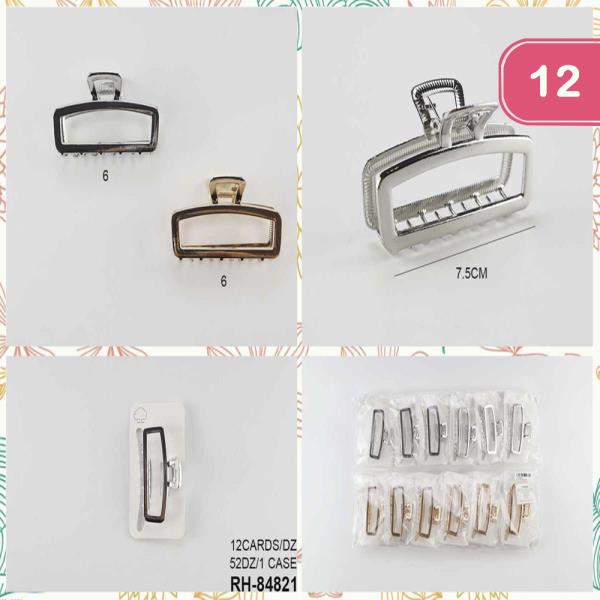 METAL HAIR CLAW JAW CLIP (12 UNITS)