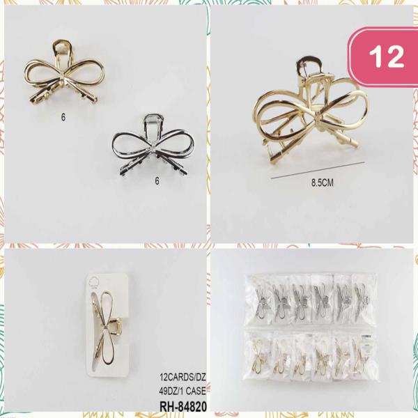 METAL RIBBON HAIR CLAW JAW CLIP (12 UNITS)