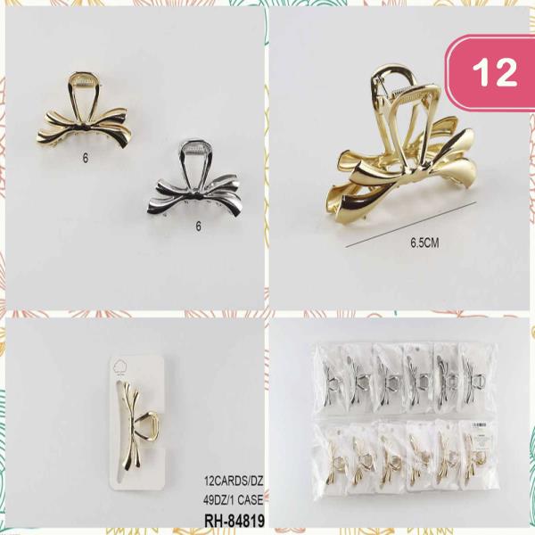 METAL RIBBON HAIR CLAW JAW CLIP (12 UNITS)