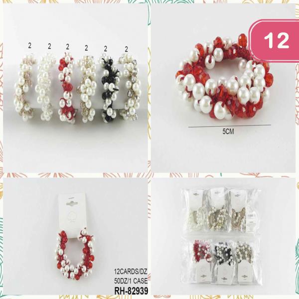 PEARL BEAD HAIR TIE (12 UNITS)