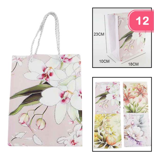 FLOWER GIFT PAPER TOTE BAG (12 UNITS)