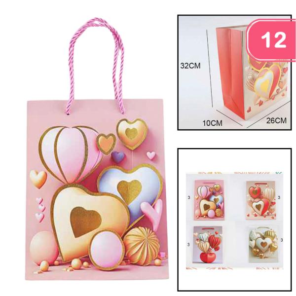 VALENTINE`S DAY GIFT PAPER TOTE BAG (12 UNITS)