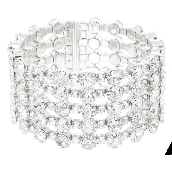 RHINESTONE 5 ROW CUFF BRACELET