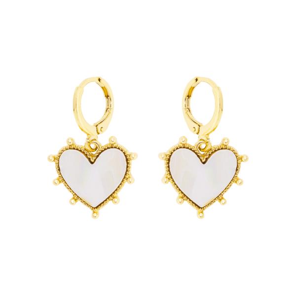 MOTHER PEARL HEART HOOP EARRING