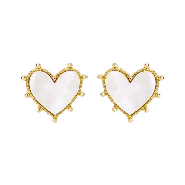 MOTHER PEARL HEART POST EARRING