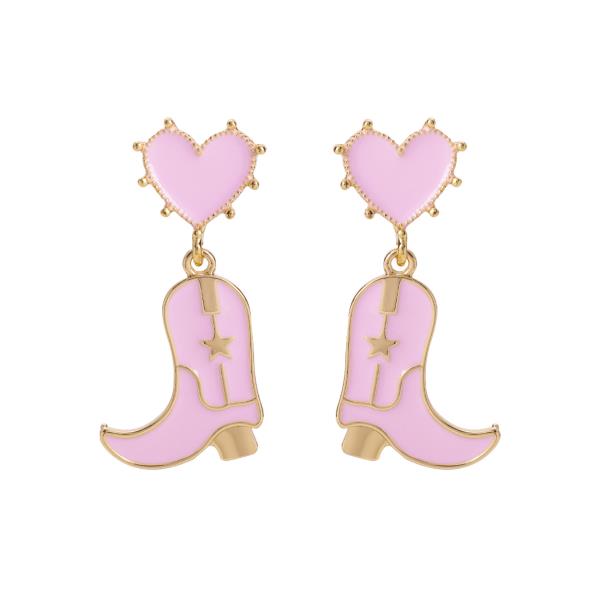 COWBOY BOOT HEART POST EARRING