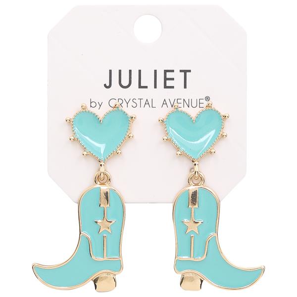 COWBOY BOOT HEART POST EARRING
