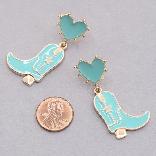 COWBOY BOOT HEART POST EARRING