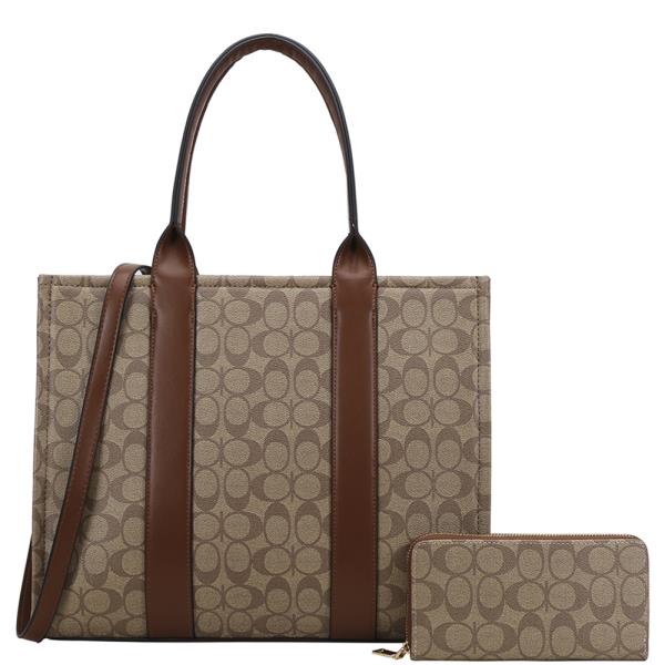 2IN1 OVAL PRINT SATCHEL W WALLET SET