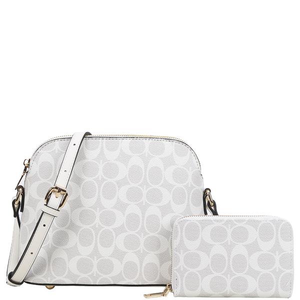 2IN1 OVAL PRINT CROSSBODY BAG W WALLET SET