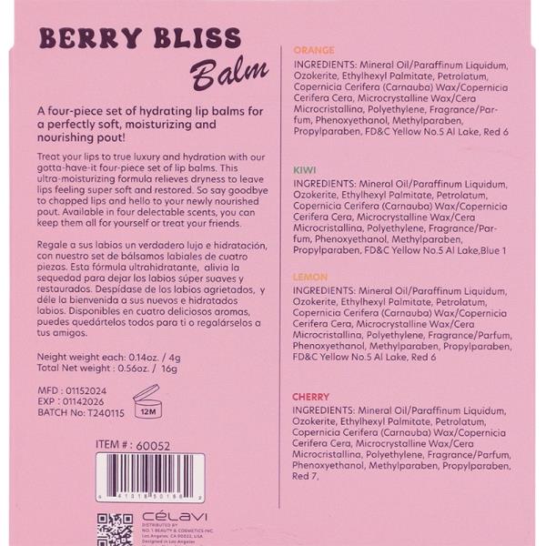 CELAVI 4PC BERRY BLISS BALM SET