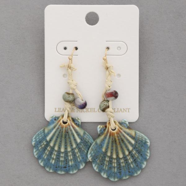 SEASHELL BEADED DANGLE EARRING