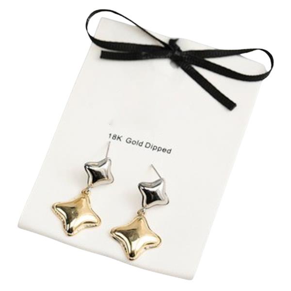 18K GOLD DIPPED TWO TONE STAR DANGLE EARRING