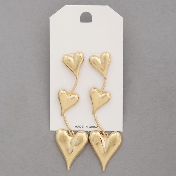 TRIPLE HEART DANGLE EARRING