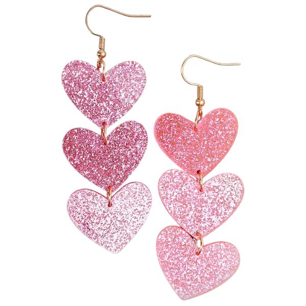 GLITTER HEART DANGLE EARRING