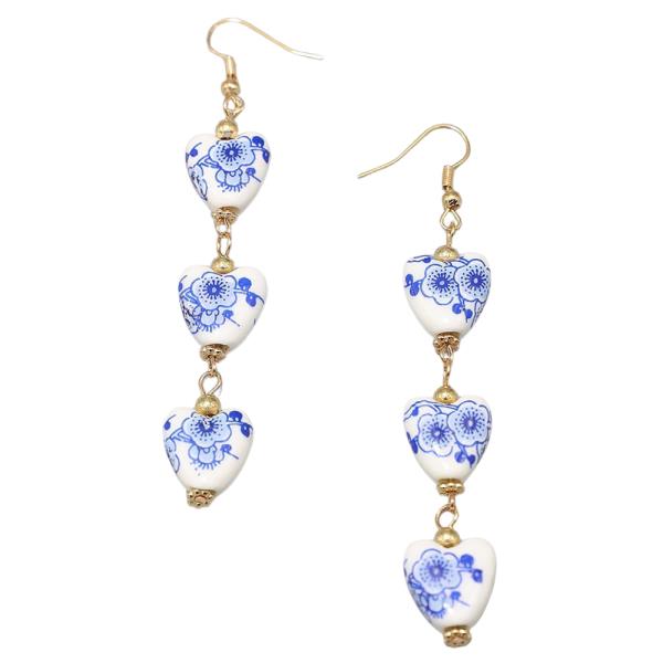 FLOWER HEART CERAMIC DANGLE EARRING