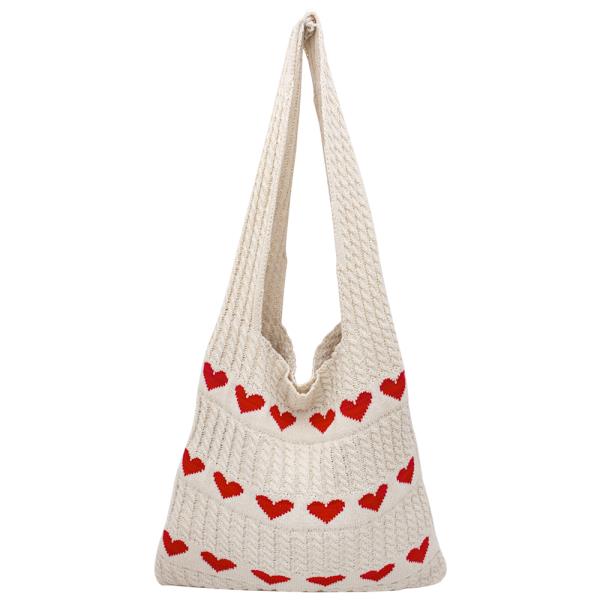 HEARTS SHOULDER SLOUCHY HOBO BAG