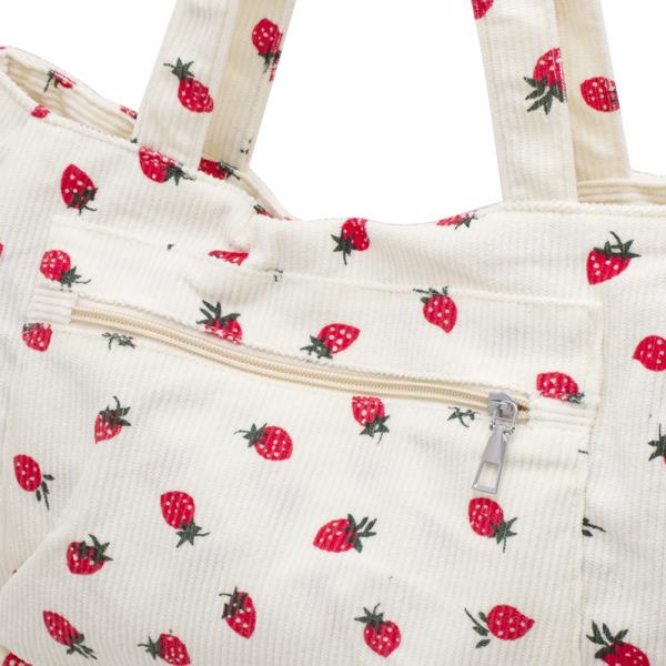 STRAWBERRY PRINT SHOULDER TOTE BAG