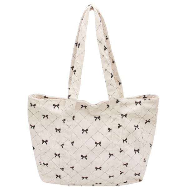 RIBBON PRINT SHOULDER TOTE BAG