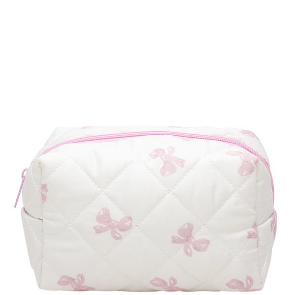 RIBBON PRINT QUILTED ZIPPER POUCH BAG