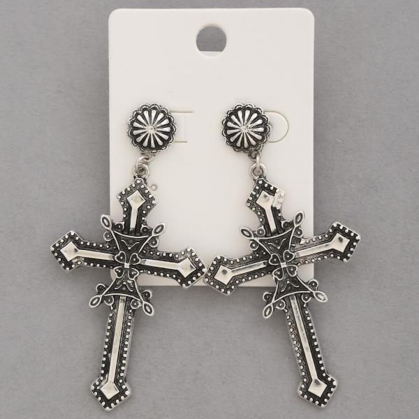 CROSS METAL DANGLE EARRING