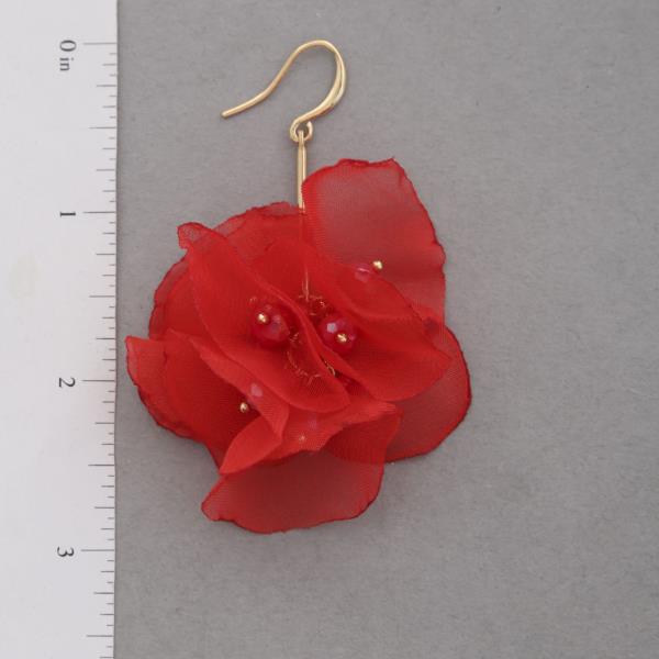 PETAL TULLE FLOWER BEADED EARRING