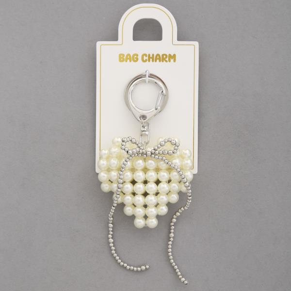 PEARL HEART BAG CHARM