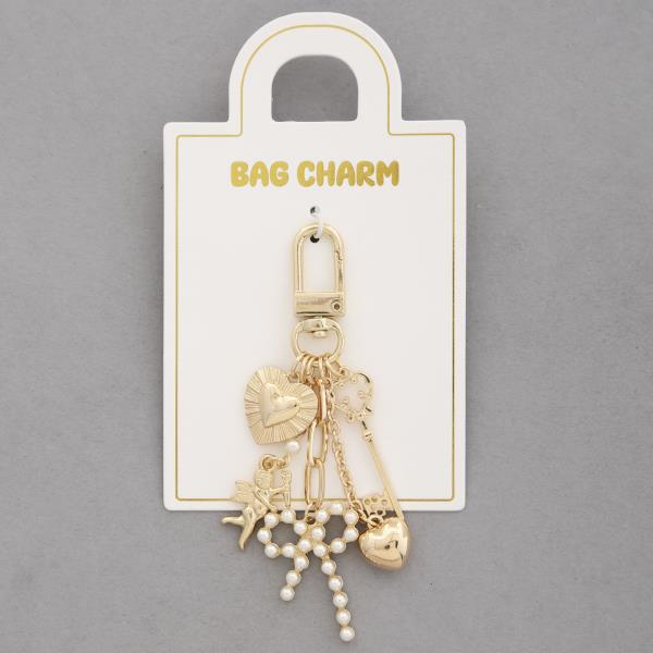 RIBBON BOW HEART MULTI BAG CHARM