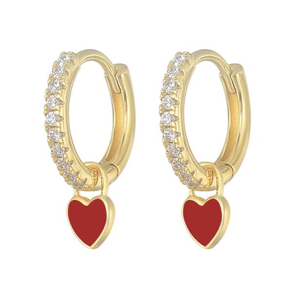 HEART RHINESTONE EDGE HOOP EARRING