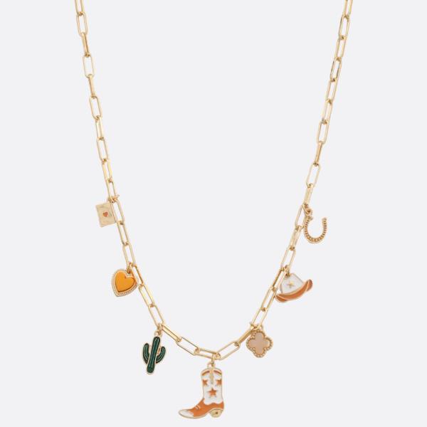 WESTERN STYLE MULTI CHARM STATION NECKLACE