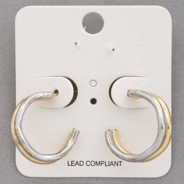 TWO TONE OPEN HOOP EARRING