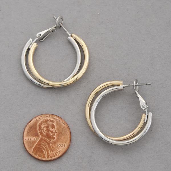 TWO TONE HOOP EARRING