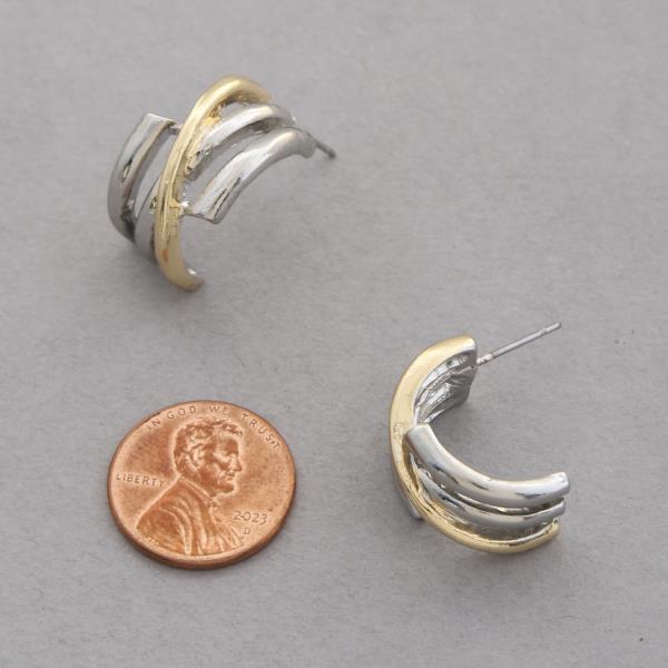 TWO TONE METAL EARRING