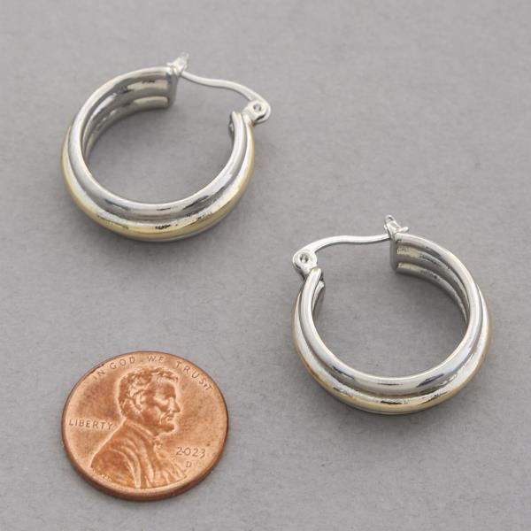 TWO TONE HOOP EARRING