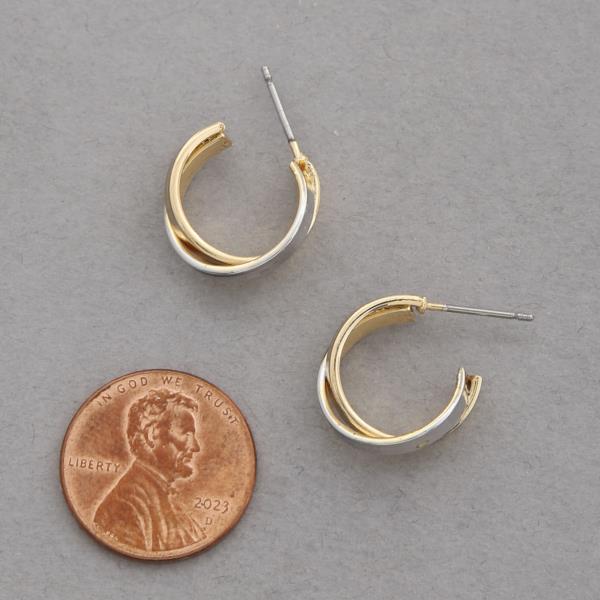 TWO TONE DOUBLE OPEN HOOP EARRING