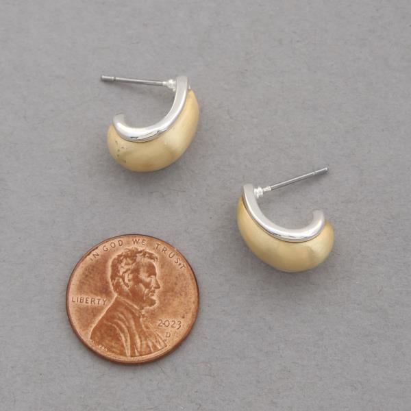 TWO TONE CURVE METAL EARRING