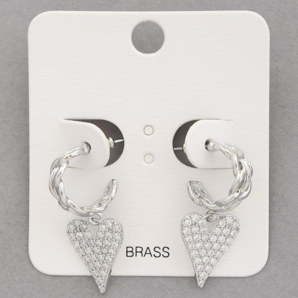 RHINESTONE HEART SHAPE OPEN HOOP EARRING