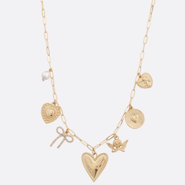 HEART MULTI CHARM NECKLACE